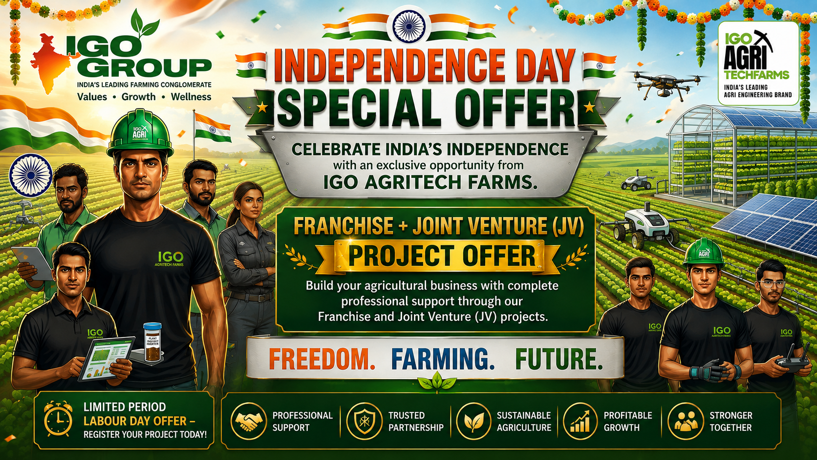 Freedom to Grow. Freedom to Earn. Exclusive Joint Venture + Franchise combo — limited-time Independence Day benefits.